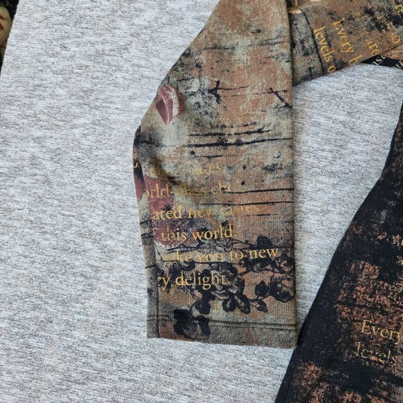 Jess & Jane Jacket Womens XL Artsy Zip Rhinestone Chocolate Sweater Dark Floral - Picture 5 of 9